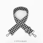 Load image into Gallery viewer, lusciousscarves Handbags Z Stitch-black Interchangeable Bag Straps with Silver Hardware - Lots of colours available.
