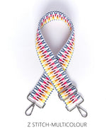 Load image into Gallery viewer, lusciousscarves Handbags Z Stitch multicolour Interchangeable Bag Straps with Silver Hardware - Lots of colours available.
