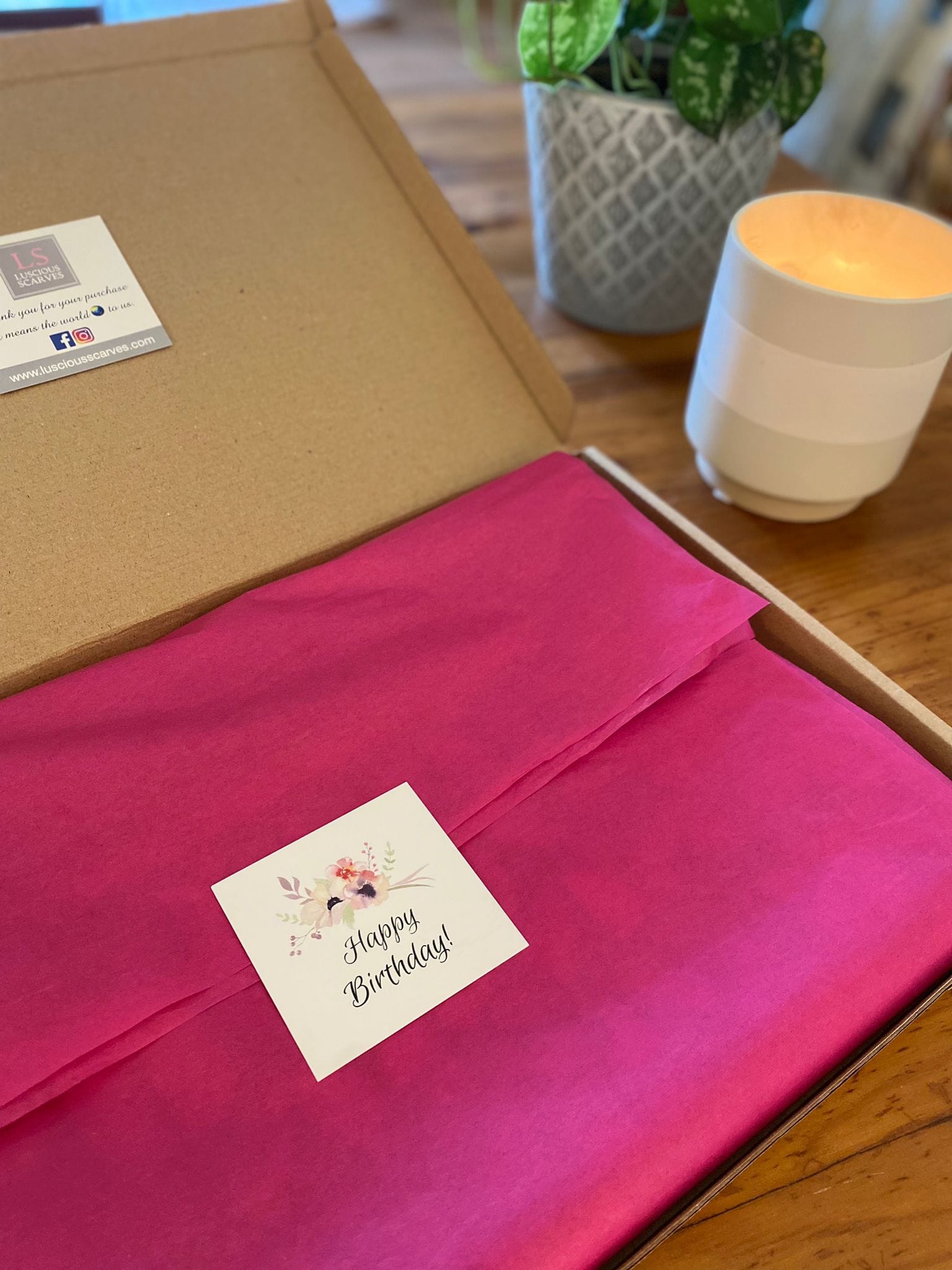 Gift Box and Card for Light Weight Scarf Bamboo Socks Bag Strap. luscious scarves