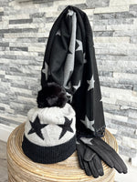 Load image into Gallery viewer, lusciousscarves Hat scarf gloves Star Hat, Scarf and Gloves Set, Cashmere blend.
