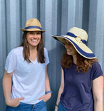 Load image into Gallery viewer, lusciousscarves Hats Folding, Rollable Trilby Style Sun Hat with Blue Band and Travel Bag
