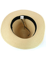 Load image into Gallery viewer, lusciousscarves Hats Ladies Cream Foldable Rollable Sun Hat with Black Bow Design and Bag
