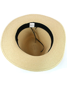 lusciousscarves Hats Ladies Cream Foldable Rollable Sun Hat with Black Bow Design and Bag