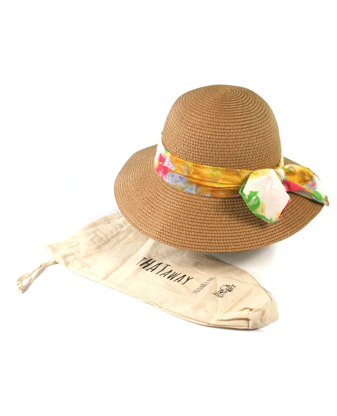 Ladies Natural Foldable, Sun Hat With Multi Coloured Bow, Rollable And Packable