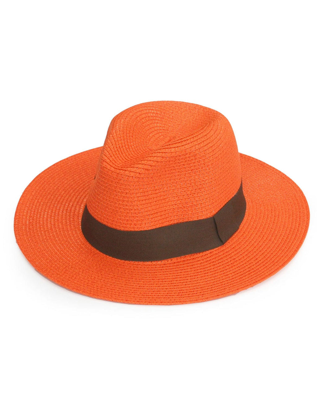 lusciousscarves Hats Orange Panama Style Sun Hat ,foldable and Rollable