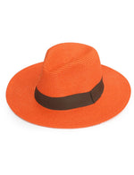 Load image into Gallery viewer, lusciousscarves Hats Orange Panama Style Sun Hat ,foldable and Rollable
