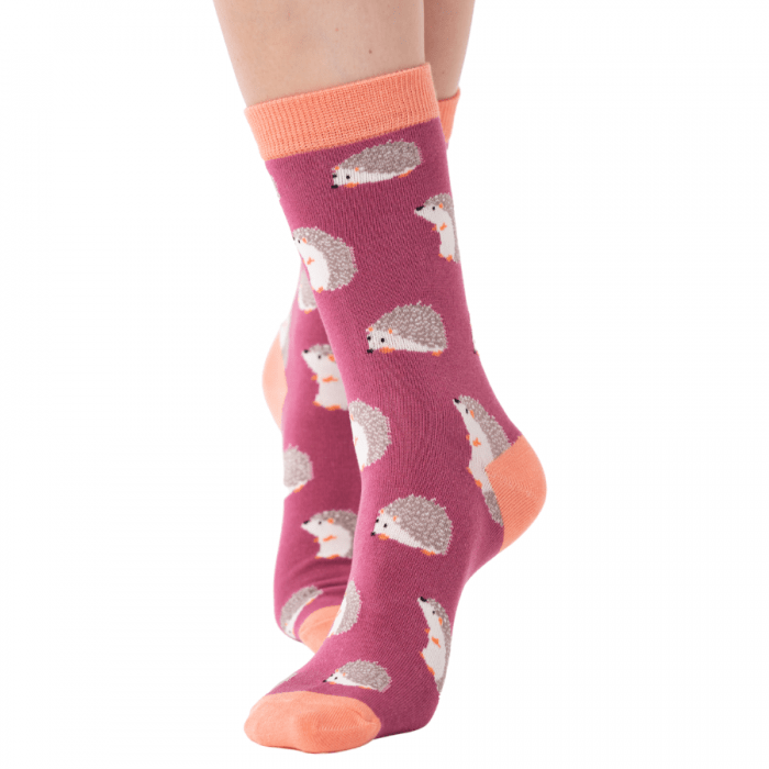 lusciousscarves Hedgehogs Bamboo Socks Ladies Miss Sparrow Berry Pink