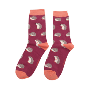 lusciousscarves Hedgehogs Bamboo Socks Ladies Miss Sparrow Berry Pink