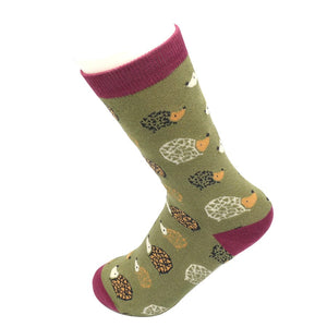 lusciousscarves Hedgehogs Bamboo Socks Ladies Miss Sparrow Green