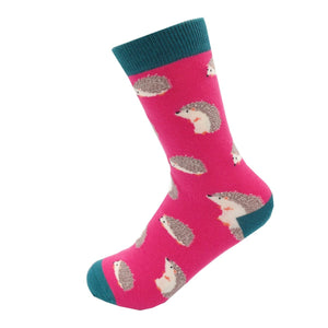 lusciousscarves Hedgehogs Bamboo Socks Ladies Miss Sparrow Hot Pink