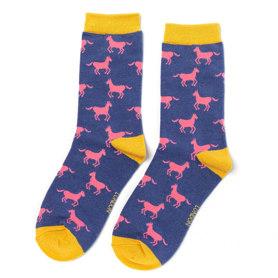 lusciousscarves Horses Design Bamboo Socks Ladies Miss Sparrow Blue