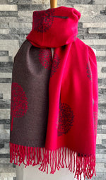 Load image into Gallery viewer, lusciousscarves Hot Pink and Grey Reversible Mulberry Tree Scarf / Wrap , Cashmere Blend
