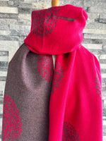 Load image into Gallery viewer, lusciousscarves Hot Pink and Grey Reversible Mulberry Tree Scarf / Wrap , Cashmere Blend
