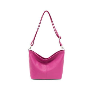 lusciousscarves Hot Pink Genuine Italian Leather Bucket Style Crossbody Bag