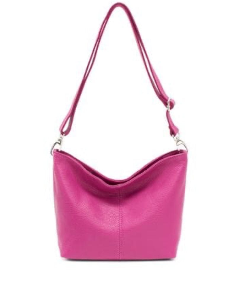 lusciousscarves Hot Pink Genuine Italian Leather Bucket Style Crossbody / Shoulder Bag , 7 Colours available.