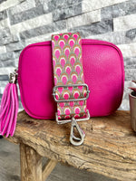Load image into Gallery viewer, lusciousscarves Hot Pink Italian leather camera bag and strap combo
