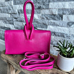 Load image into Gallery viewer, lusciousscarves Hot pink Italian Leather Clutch Bag
