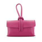 Load image into Gallery viewer, lusciousscarves Hot pink Italian Leather Clutch Bag, Evening Bag with Loop Handle
