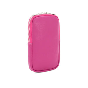lusciousscarves Hot PInk Italian Leather Phone Pouch Crossbody Bag , Available in 20 Colours