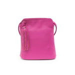 Load image into Gallery viewer, lusciousscarves Hot Pink Italian Leather Small Crossbody Bag / Handbag with Tassel , Available in 11 Colours.

