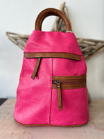 Load image into Gallery viewer, lusciousscarves Hot Pink Ladies Faux Leather Large Triangular Backpack , Rucksack
