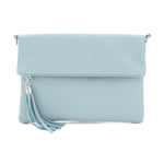 Load image into Gallery viewer, lusciousscarves Italian Leather Fold Over Clutch Bag with Tassel.
