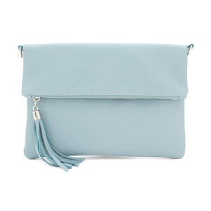 lusciousscarves Italian Leather Fold Over Clutch Bag with Tassel.