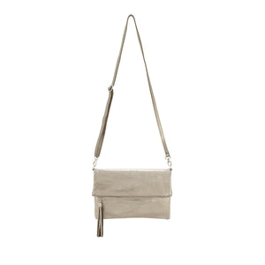 lusciousscarves Italian Leather Fold Over Clutch Bag with Tassel.