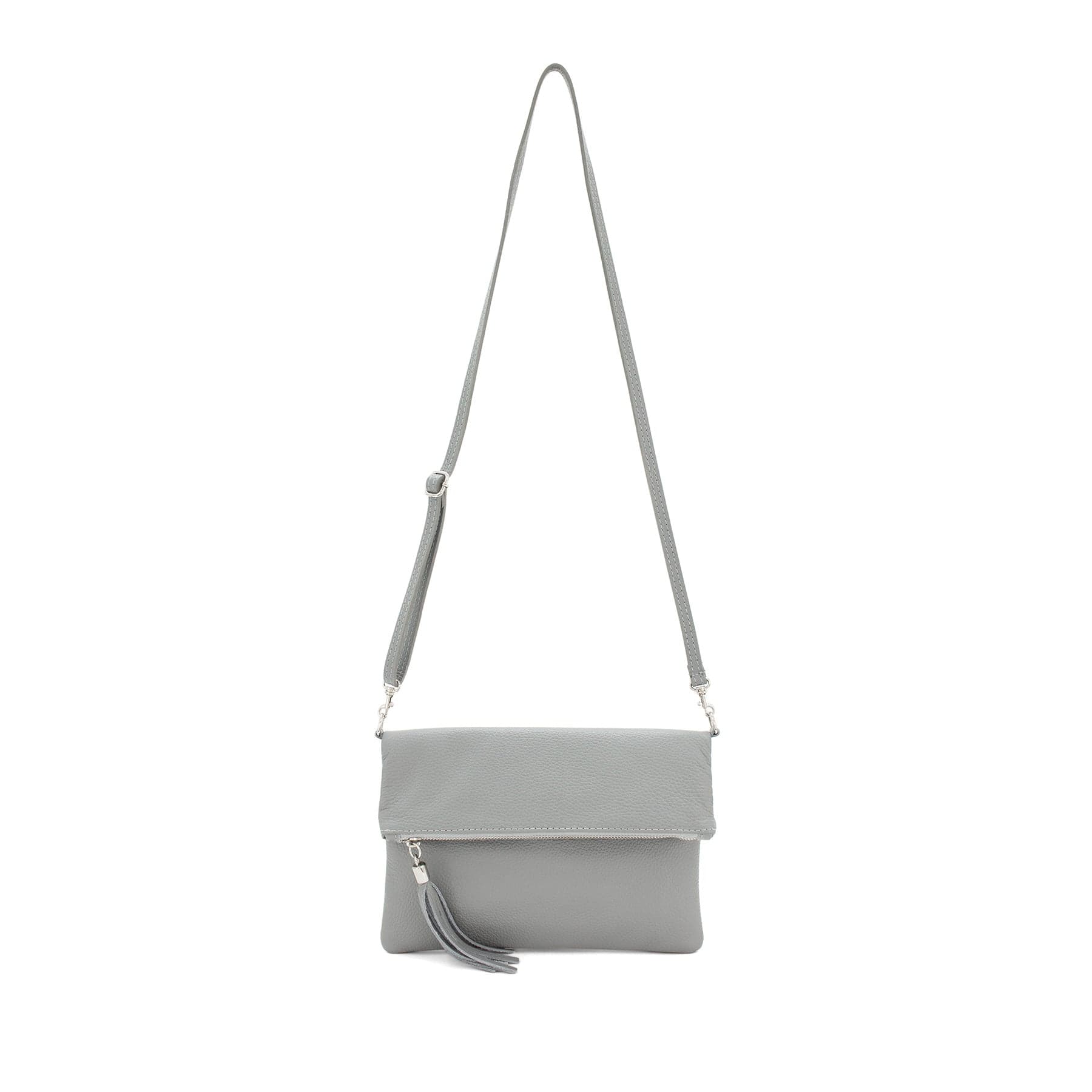 lusciousscarves Italian Leather Fold Over Clutch Bag with Tassel.