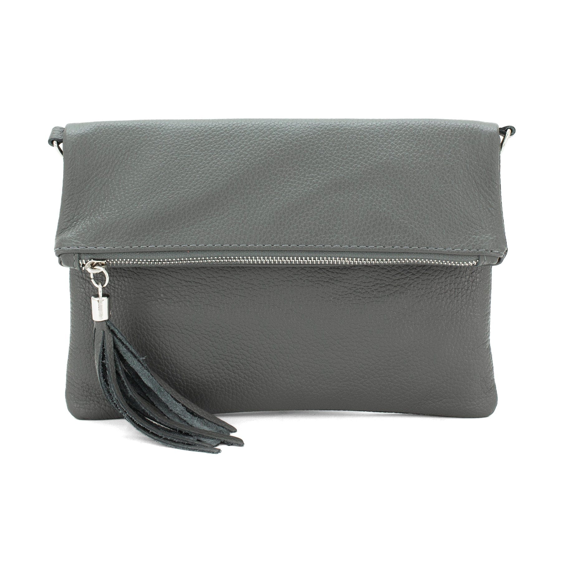 lusciousscarves Italian Leather Fold Over Clutch Bag with Tassel.