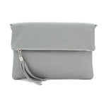 Load image into Gallery viewer, lusciousscarves Italian Leather Fold Over Clutch Bag with Tassel.
