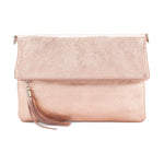 Load image into Gallery viewer, lusciousscarves Italian Leather Fold Over Clutch Bag with Tassel.
