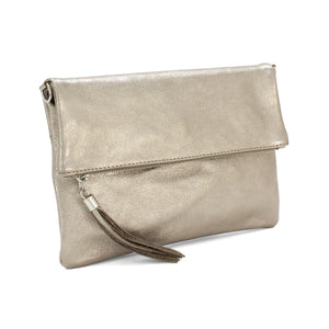 Italian Leather Fold Over Clutch Bag with Tassel Available in 17 Colo luscious scarves