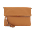 Load image into Gallery viewer, lusciousscarves Italian Leather Fold Over Clutch Bag with Tassel.
