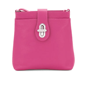 lusciousscarves Italian Leather Multi Compartment Crossbody Bag with Twist Lock.