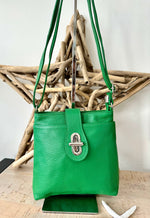 Load image into Gallery viewer, lusciousscarves Italian Leather Multi Compartment Crossbody Bag with Twist Lock.
