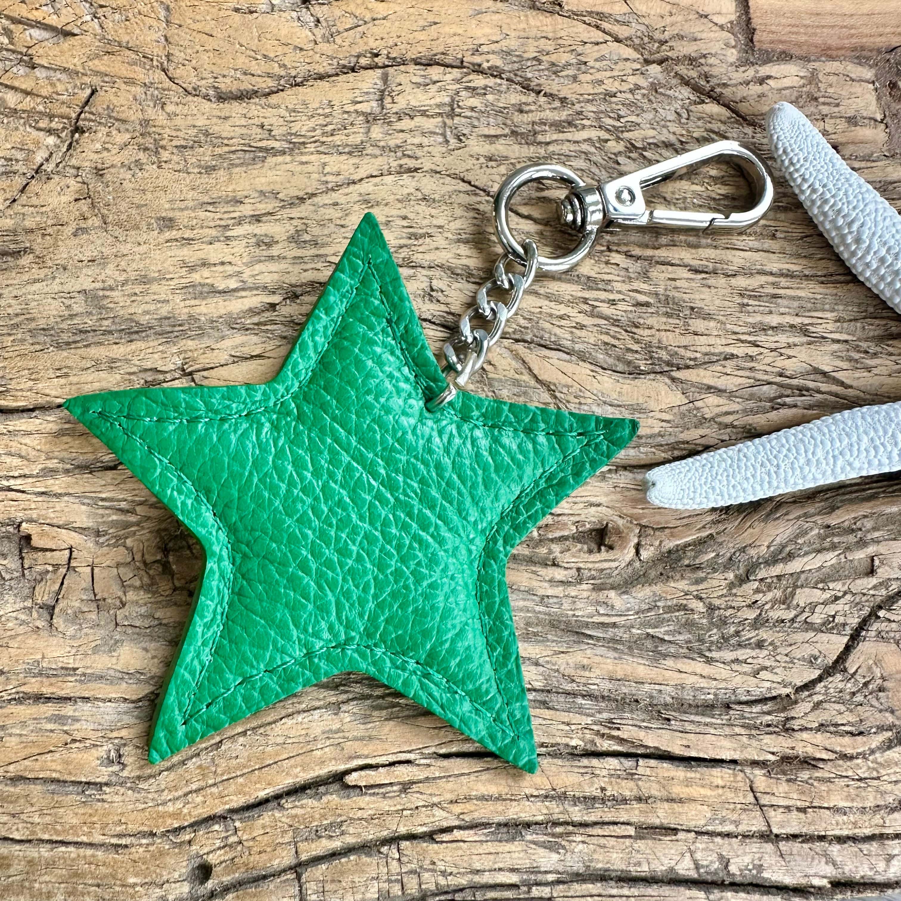 lusciousscarves Italian Leather Star Padded Keyring.