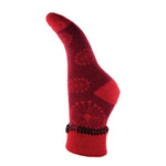 Load image into Gallery viewer, lusciousscarves Joya Ladies Red Wool Blend Cuff Socks with Dandelion Clocks Design .
