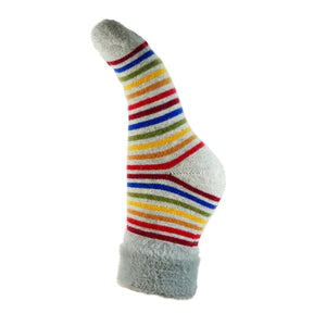 lusciousscarves Joya Multi Coloured Stripes Wool Blend Cuff Socks.