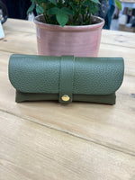 Load image into Gallery viewer, lusciousscarves Khaki Green Genuine Italian Leather Glasses Case Available in 15 Colours.
