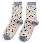 Load image into Gallery viewer, lusciousscarves Kissing Puffins Design Bamboo Socks Ladies Miss Sparrow Silver Grey
