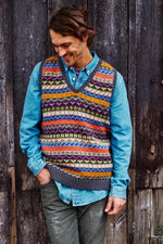 Load image into Gallery viewer, lusciousscarves L/XL Pachamama Mens Green Elveden Tank Top, Hand Knitted , Fair Trade
