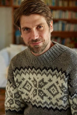 Load image into Gallery viewer, lusciousscarves L/XL Pachamama Yukon Mens Sweater Grey , Hand Knitted, Fair Trade
