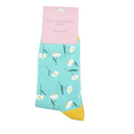 Load image into Gallery viewer, lusciousscarves Ladies Aqua Blue Bamboo Socks with a Daisy Design, Miss Sparrow
