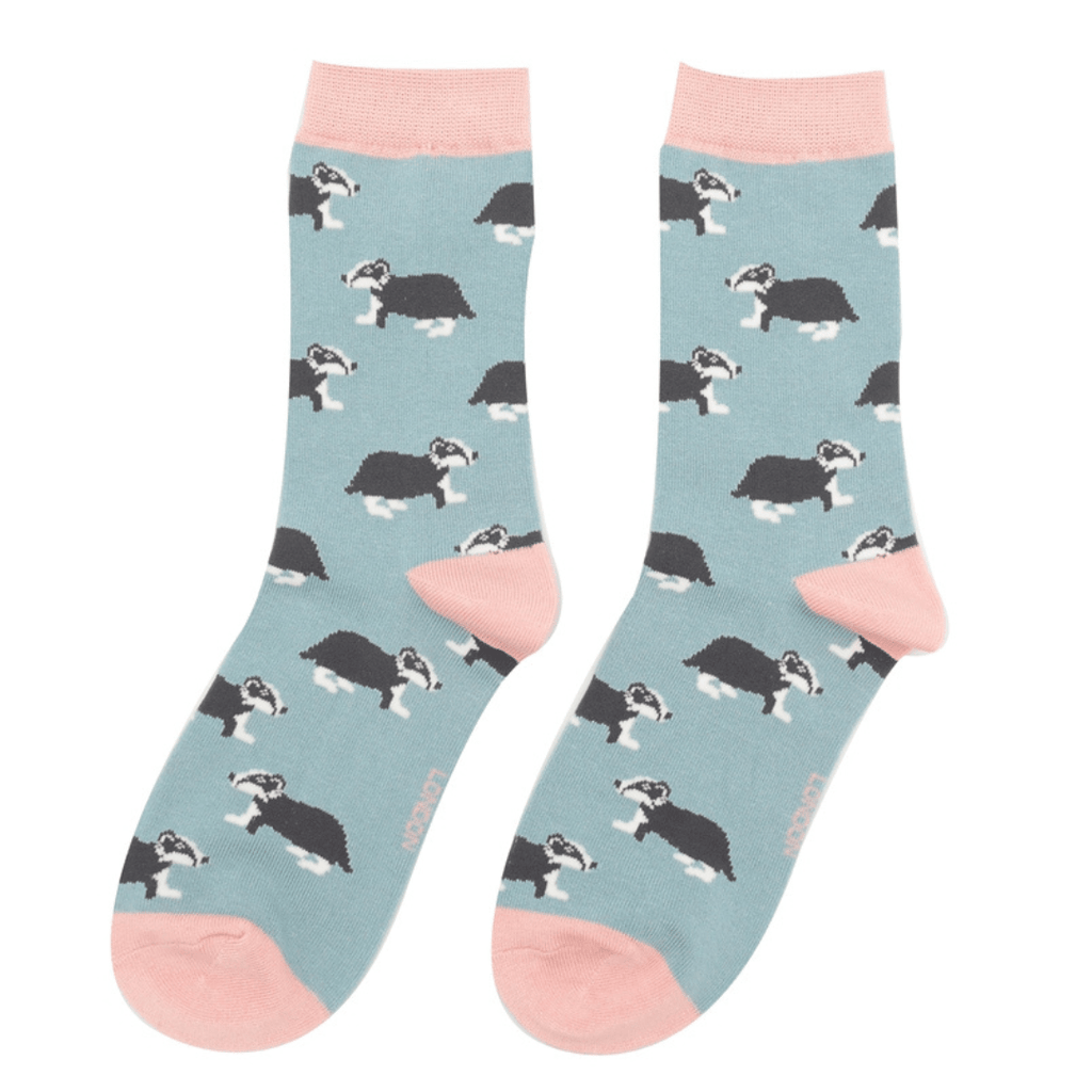 lusciousscarves Ladies Badgers Bamboo Socks, Miss Sparrow Blue