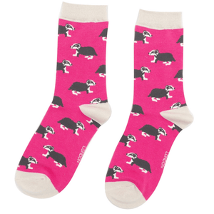 lusciousscarves Ladies Badgers Bamboo Socks, Miss Sparrow Pink
