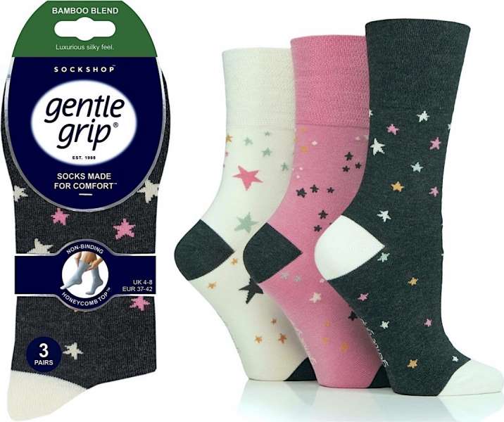 lusciousscarves Ladies Bamboo Gentle Grip Non Binding Honeycomb Loose Top Socks UK 4-8 by Sock Shop