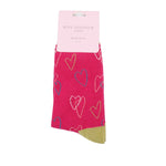 Load image into Gallery viewer, lusciousscarves Ladies Bamboo Socks, Miss Sparrow, Hearts Design, Red
