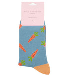 Load image into Gallery viewer, lusciousscarves Ladies Bamboo Socks with Carrots Design, Miss Sparrow Denim.
