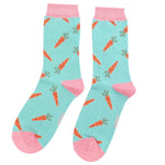 Load image into Gallery viewer, lusciousscarves Ladies Bamboo Socks with Carrots Design, Miss Sparrow Duck Egg
